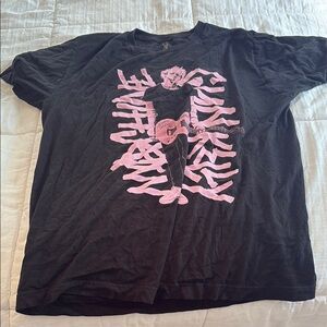 Black T-Shirt with Pink Graphic